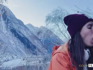 Girlfriend Blowjob on Mountain Peak - Breathtaking Views