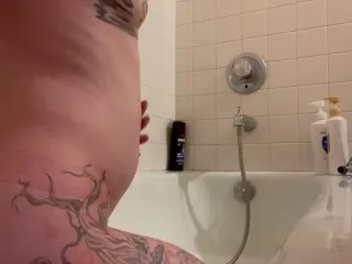 Hot Shower Anal Play w/ Long Toy