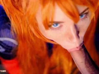 Asuka Langley's Sloppy BJ & Creampie (MollyRedWolf)