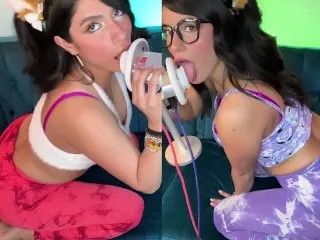 Fast-Paced Yoga ASMR, Two Catgirls in Tight Pants, Tongue Action