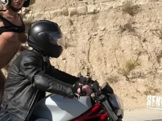 Biker Chick Rides Dildo & Bike Simultaneously