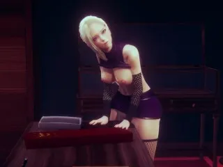 3D Hentai: Ino Yamanaka's Table Pussy Grinding