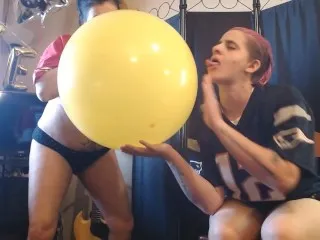 Lesbian Balloon BDSM: Sexy Showdown at Super Bowl Party