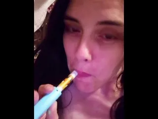 Long-Hair Hippie Slut's 420 Bong Blaze High