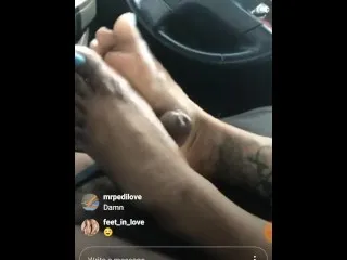 Ebony Foot Job at Car - Intense IG Action