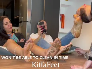 Kiffa, Grazi: Slave Cleans & Gets Slapped (Dirty Feet Fetish)