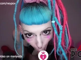 Dark Goth Punk Tatted Girl Deep Blowjob