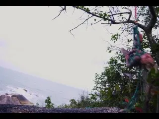 Dreadhead Girl Bondage on Public Beach (Kinbaku, Shibari) by Lily Lu