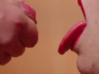 Red Lips BJ & Explosive Cumshot - SlowMotion HD