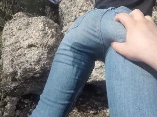 Outdoor Peeing in Jeans - Wet & Wild