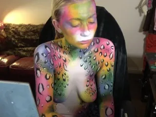 Nude Timelapse: Rainbow Leopard Body Paint Art