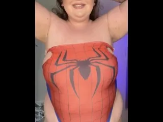 Spiderwoman BBW in Action, Belly-Bouncing