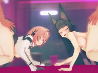 Tsukishiro Yanagi & Hoshimi Miyabi: 3D Anime Group Orgy (2)