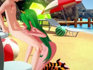 Beach Blowjob - Lum & Ataru's 3D Hentai Animation