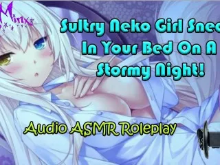 Stormy Night: Neko Cat Girl ASMR Bed Intrusion - Action!