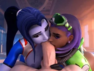 Sombra & Widowmaker Deepthroat Big Cocks