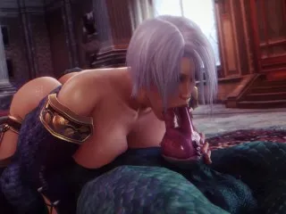 Ivy Valentine deepthroats massive cock - Soulcalibur