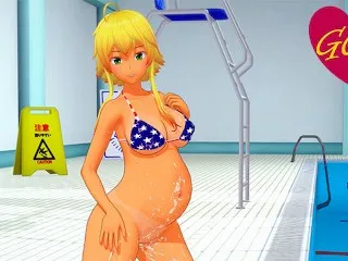 Gyaru Swims in Cum-Filled Pool