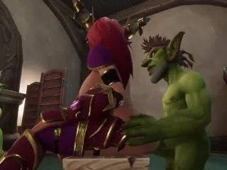 Elf in Threesome with Goblins - Warcraft Orgy