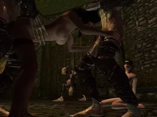 Goblins Gangbang Yennefer in Dungeon. Prison Riot with Goblins