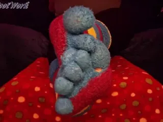 Big Foot Fucked in Colorful Fuzzy Socks - Cum Load