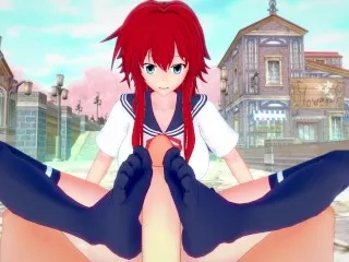 Highschool DxD - Rias Gremory's Intense POV Footjob Hentai