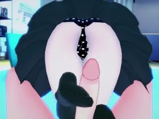 Danganronpa's Mahiru Delivers POV Footjob Hentai