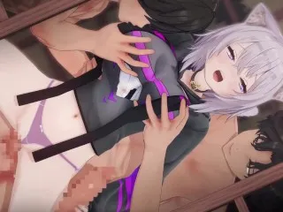 Hololive Nekomata Okayu 3D Gangbang Anime