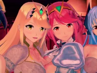 Mythra's Forceful Footjob Domination of Servants