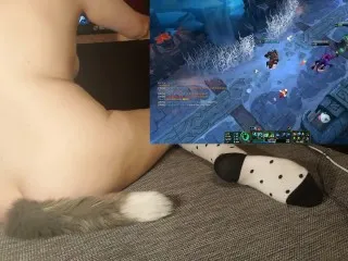 Tail & Socks Cutie Rides Vibe While Gaming