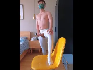  Male Stripping Masturbation & Cumshot in Ballet Suit 