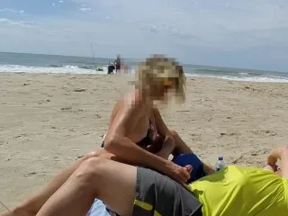 Risky Beach Handjob - Real Amateur Caught On Camera