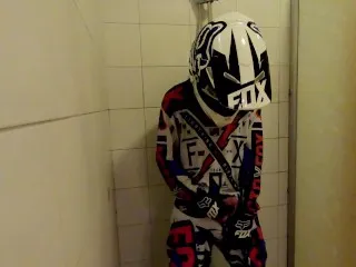 Young Hunk Showers & Jacks Off in MX Gear