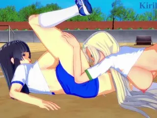 Intense Lesbian Play in Schoolyard - Yomi & Ikaruga (Senran Kagura Hentai)