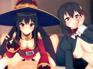 Megumin & Yunyun Threesome Konosuba Hentai Porn