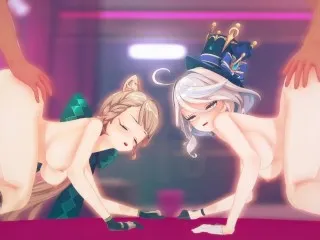 [Genshin Impact - Furina, Lynette Group Orgy 3D Anime Video]