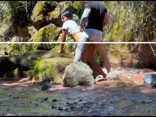 Follando en el río al aire libre - Pillados