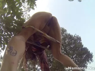 Public Peeing Shaved Slut - Namaste-Nasty Outdoor Orgy