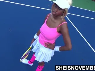 Ebony Tennis Star Exposes Up-Skirt Thrill Before Game - HD