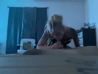 Sucking my mans hard cock in bed