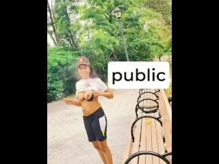 Female Solo Public Nudity at Park - Real