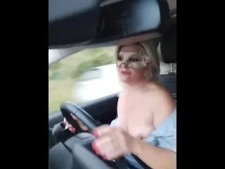 Trojan Girl Flashes Tits in Public Car