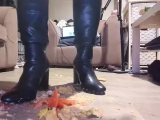 Knee-High Boots Crush Food Fetish