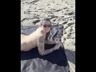 Naughty Girl Sunbathing on Nude Beach 🔥🌞