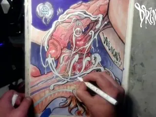 Xray Vision Blowjob to Giant Load - Drenched's Drawing Timelapse