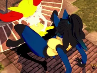 Yuri Hentai Scissor Action: Braixen, Lucario