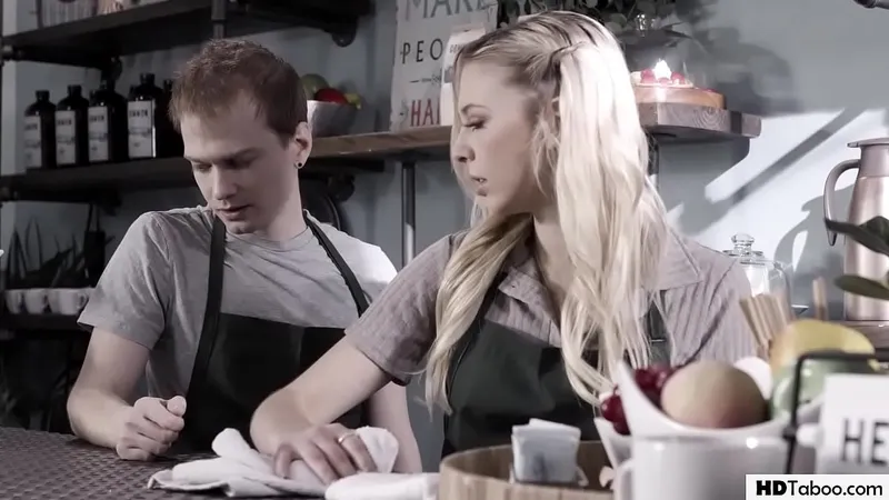 Young Waitress Fucks Boyfriend at Bar