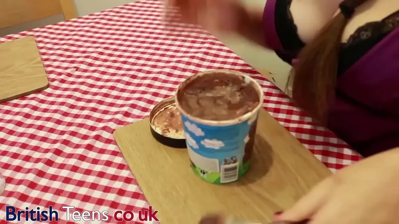 Teen Brit Eats Ice Cream, Covered in Spunk