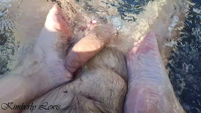 Public 3some: Daddy Footjobs Stepsisters, Cumshot