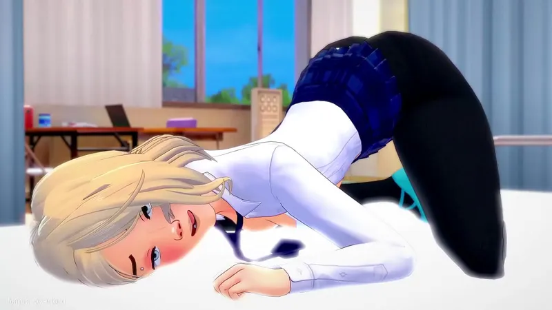 Gwen Stacy craves adult fun with spiderwoman outfit